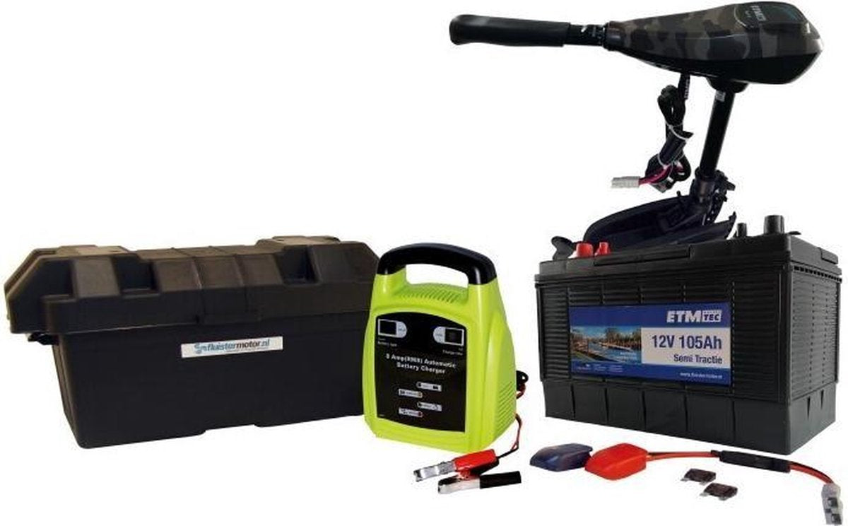 ETM-TEC Azure CAMOUFLAGE 60 Elektromotor compleet met Accu en Acculader