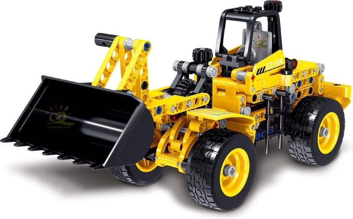 Bulldozer Geel - Bouwstenen Set - Technic Bouw - Uitschuifbaar - 360° Draaien - 302 Blokjes - Geschikt voor LEGO - Constructie Speelgoed