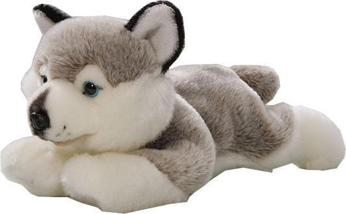 Bicolini Knuffelhond Baby Huskey Liggend 29 Cm