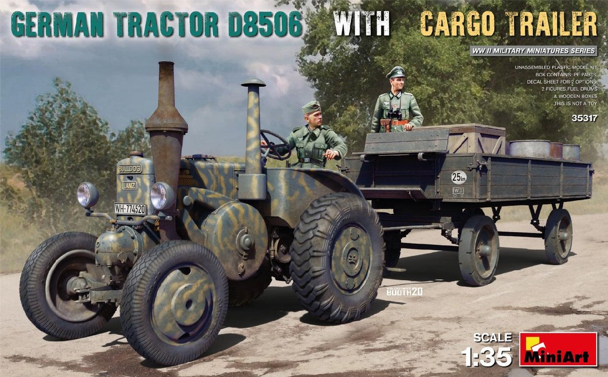 1/35 GERMAN TRACTOR D8506 W. CARGO TRAILER (5/21) * - modelbouwsets