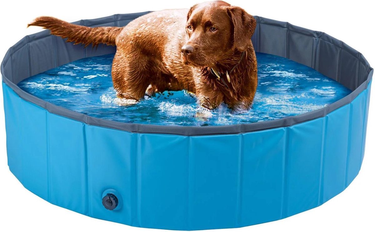 ZOOFARI® | Hondenzwembad | 120 x 30 cm | Hondenbad | Dog pool | Zwembadje voor huisdieren | PVC | Blauw | Inclusief opbergtas