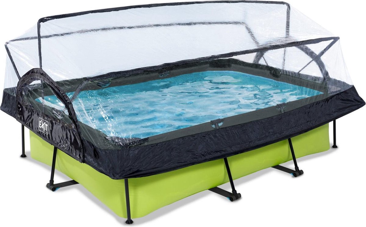 EXIT Lime zwembad 220x150x65cm met overkapping en filterpomp - groen