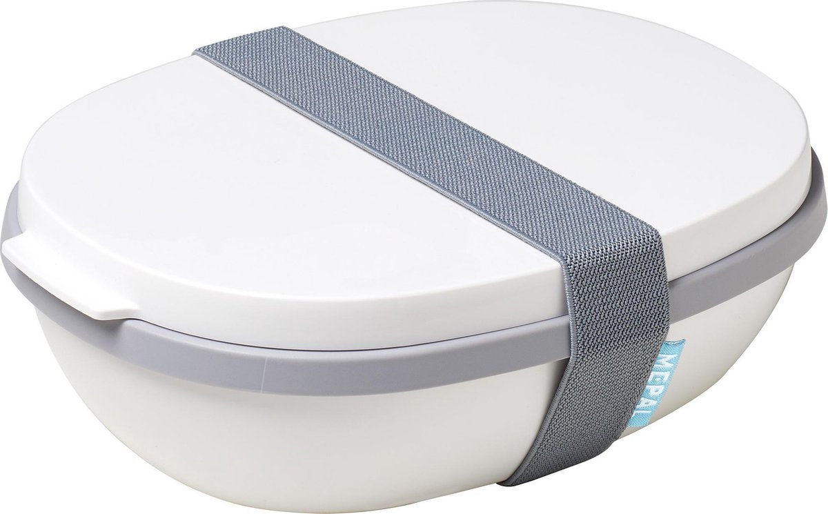 Mepal – Lunchbox Ellipse duo – Lunchbox voor volwassenen en saladebox to go– wit – Magnetronbestendig