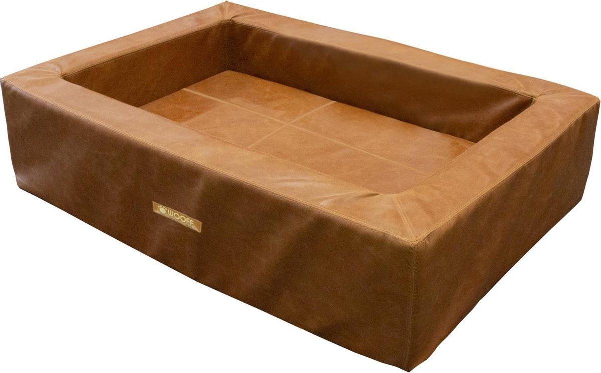Wooff Mand Orthopedisch Pu-Leer Cognac - Hondenmand - 55x75x20 cm
