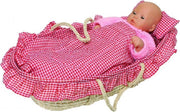 Goki Poppenmandje met lakentjes rood geruit 58 x 33 x 15 cm