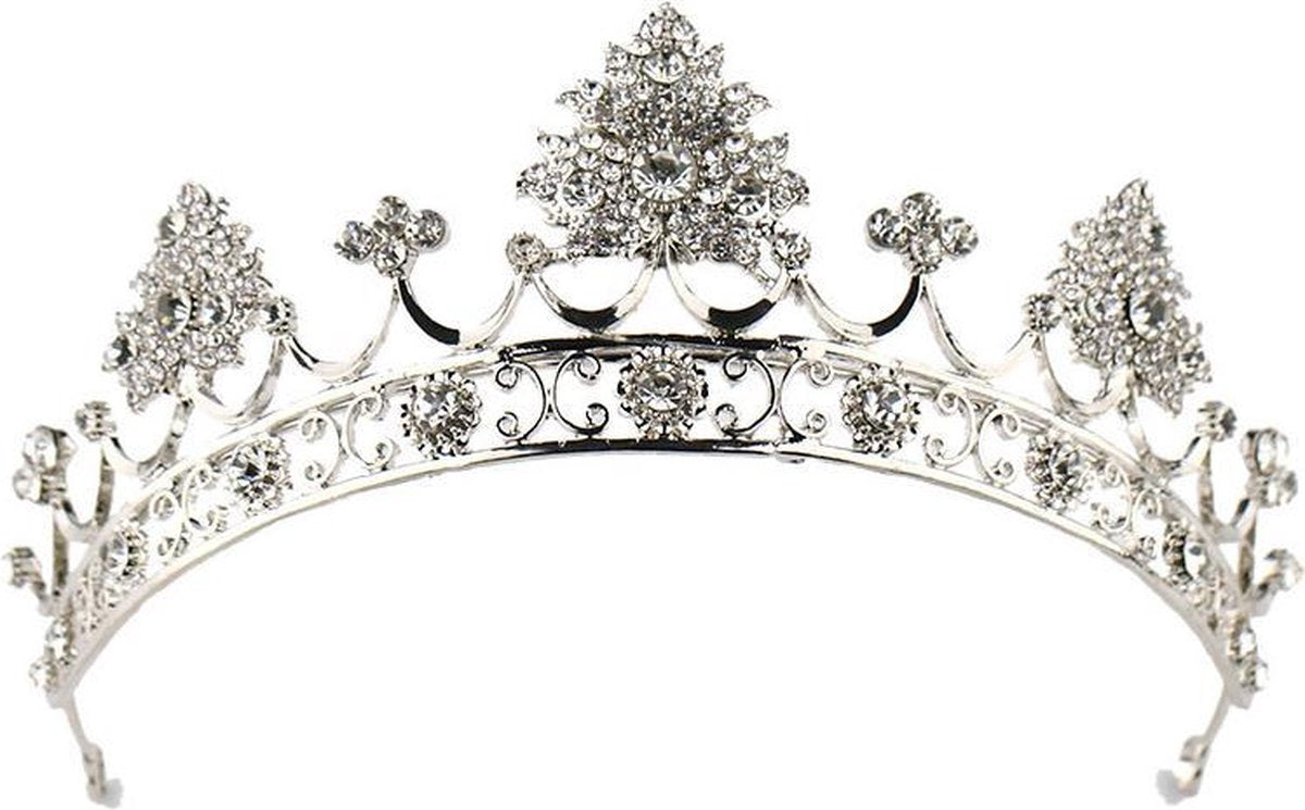 Zilverkleurige Tiara met Strass