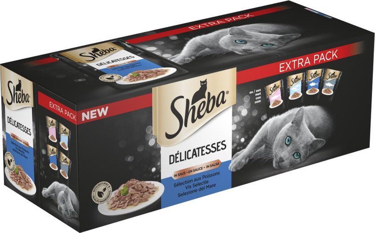 Sheba Delicatesse - Vis in Saus - Maaltijdzakjes voordeelpak - 40 x 85g
