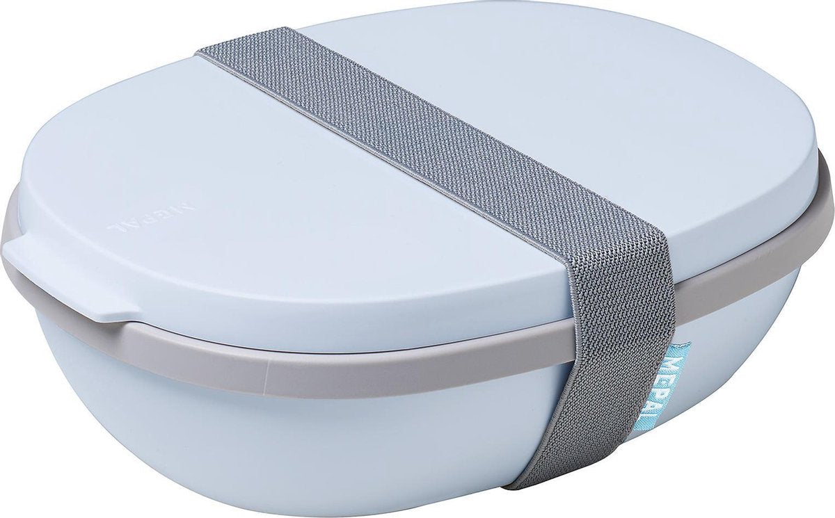 Mepal – Lunchbox Ellipse duo – Lunchbox voor volwassenen en saladebox to go– Nordic blue – Magnetronbestendig