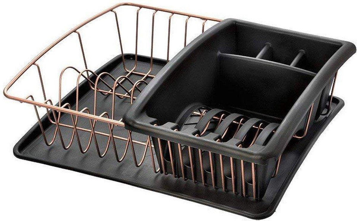 Metaltex Afdruiprek Aquatex 35 X 30 Cm Antraciet/koper 3-delig