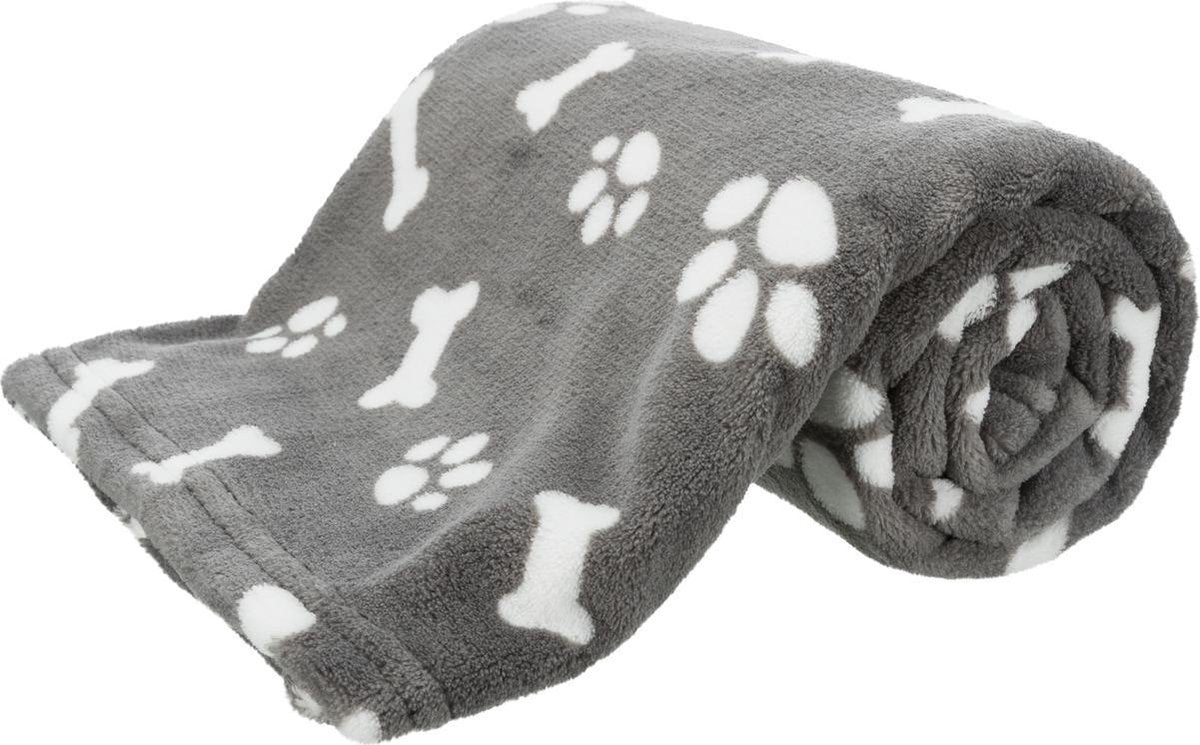 Trixie hondendeken kenny fleece bot / pootjes grijs 100x75 cm