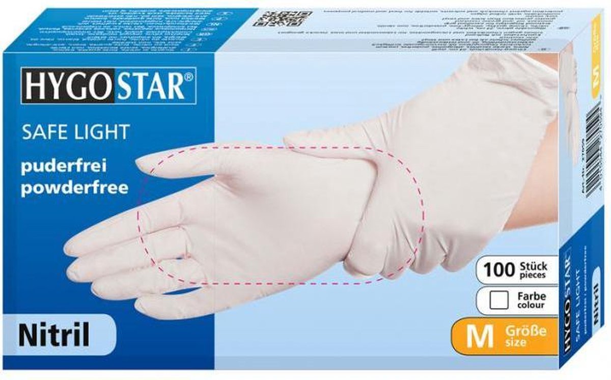 Hygostar handschoenen nitril poedervrij wit maat L - 100 stuks