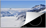 Luxe inductie beschermer Aletschgletsjer - 78x52 cm - besneeuwde Aletschgletsjer vanuit lucht in Zwitserland  - inductiebeschermer