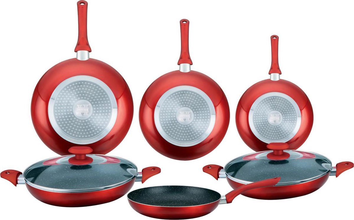 Herzberg HG-6010 Pannenset - 8-delig - marmercoating