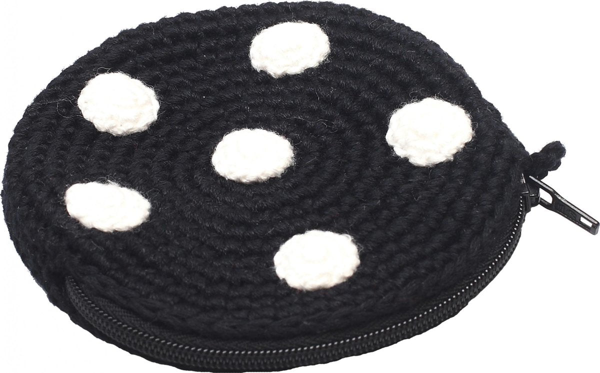 Naturezoo Etuitje Rond Met Stippen 8 Cm Zwart/wit