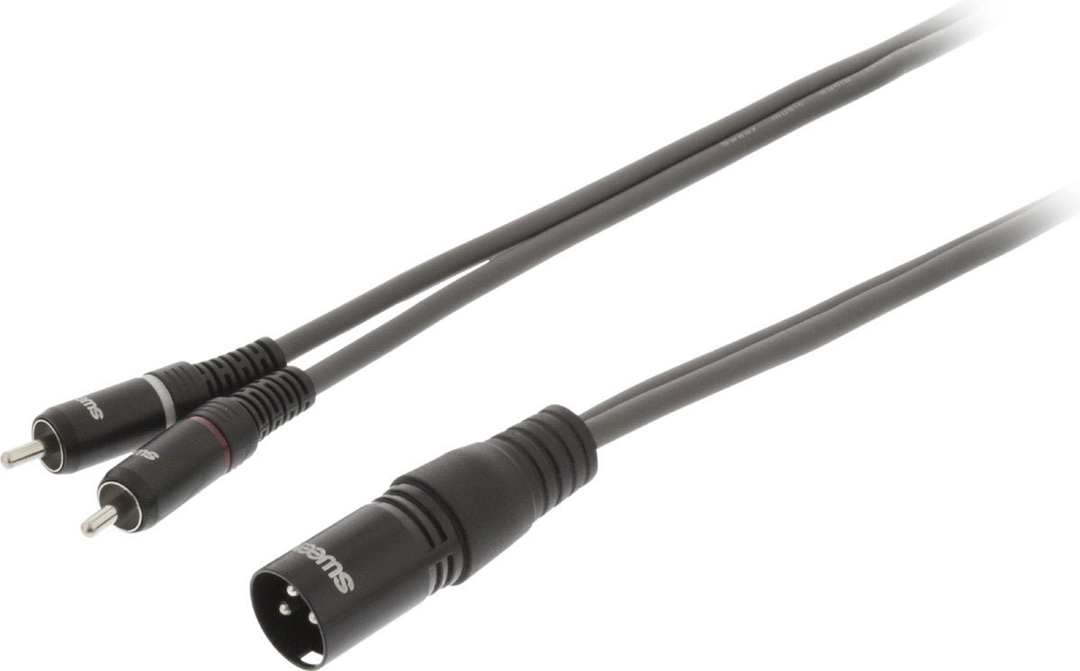 Sweex 1x XLR (m) - 2x RCA (m) stereo audiokabel - 1