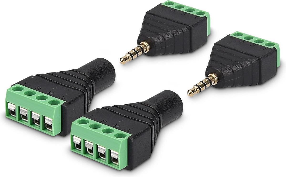kwmobile Pole balun converter - 3.5 mm - Jack connectoren met schroefbevestiging - 4 Pins adapter - 2 paar
