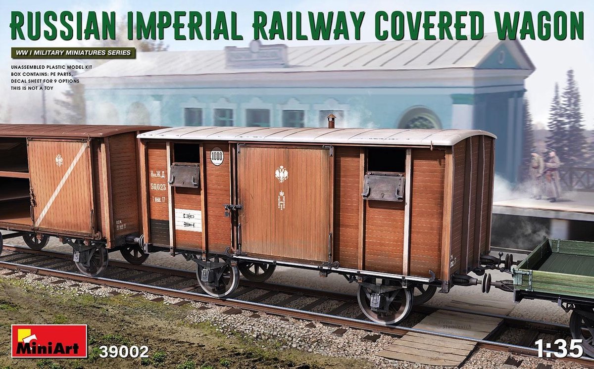 Miniart - Russian Imperial Railway Covered Wagon 1:35 (6/20) * - MIN39002 - modelbouwsets