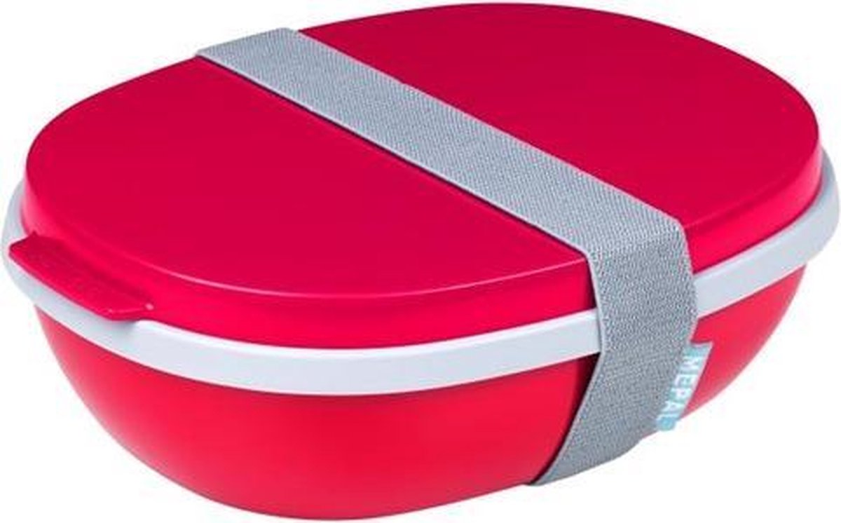 Mepal – Lunchbox Ellipse duo – Lunchbox voor volwassenen en saladebox to go– Nordic red – Magnetronbestendig