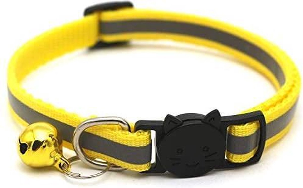 Doodadeals® | Reflecterende kattenhalsband | Halsband kat met belletje | Geel