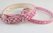 Hondenhalsbanden Leer - 2 stuks - Roze - XS - Nekomvang 20 tot 26 CM - Strass