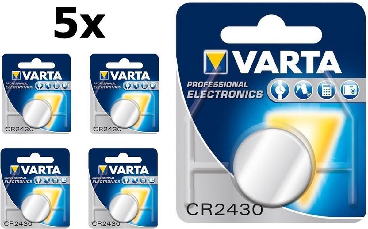 5 Stuks - Varta CR2430 280mAh 3V Professional Electronics Lithium knoopcel batterij