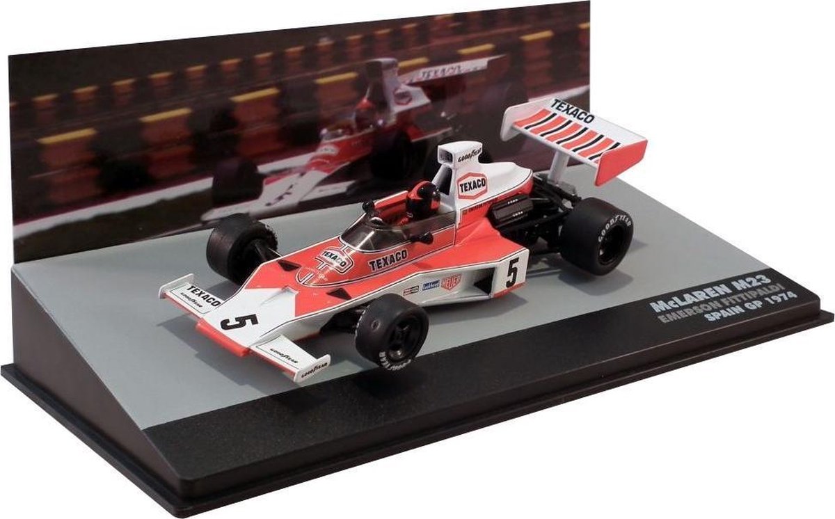 ATLAS Mclaren FORD M23 #5 EMERSON FITTIPALDI P1 GREAT BRITAIN GP 1974 schaalmodel 1:43