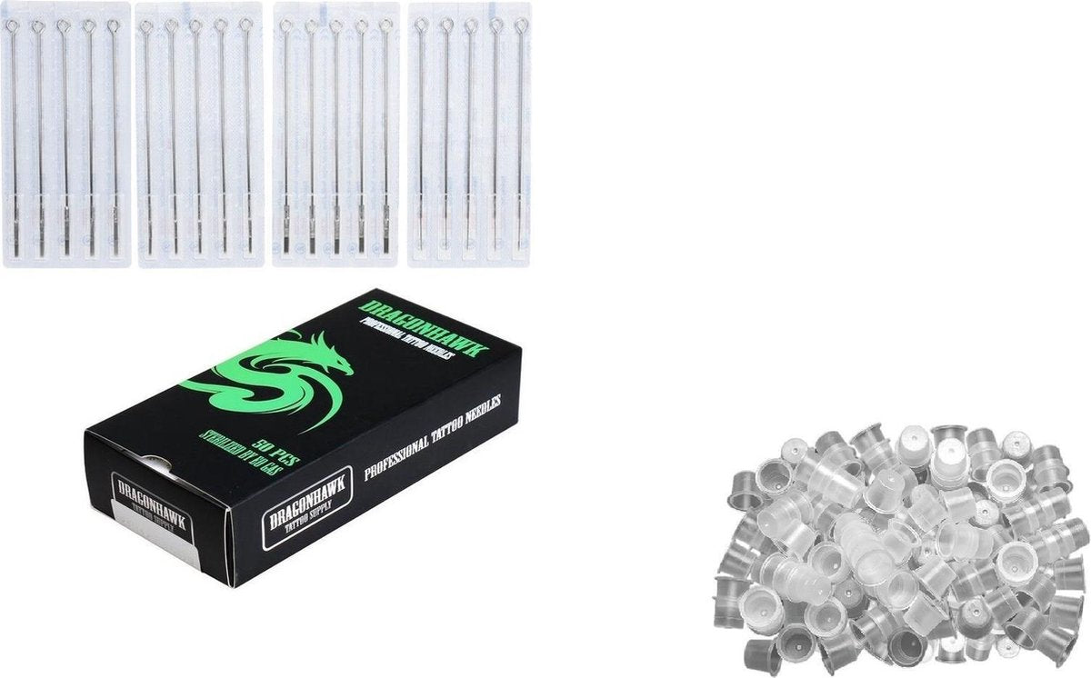 Set van 20 tattoo naalden en 50 inktcups. Uit voorraad leverbaar!