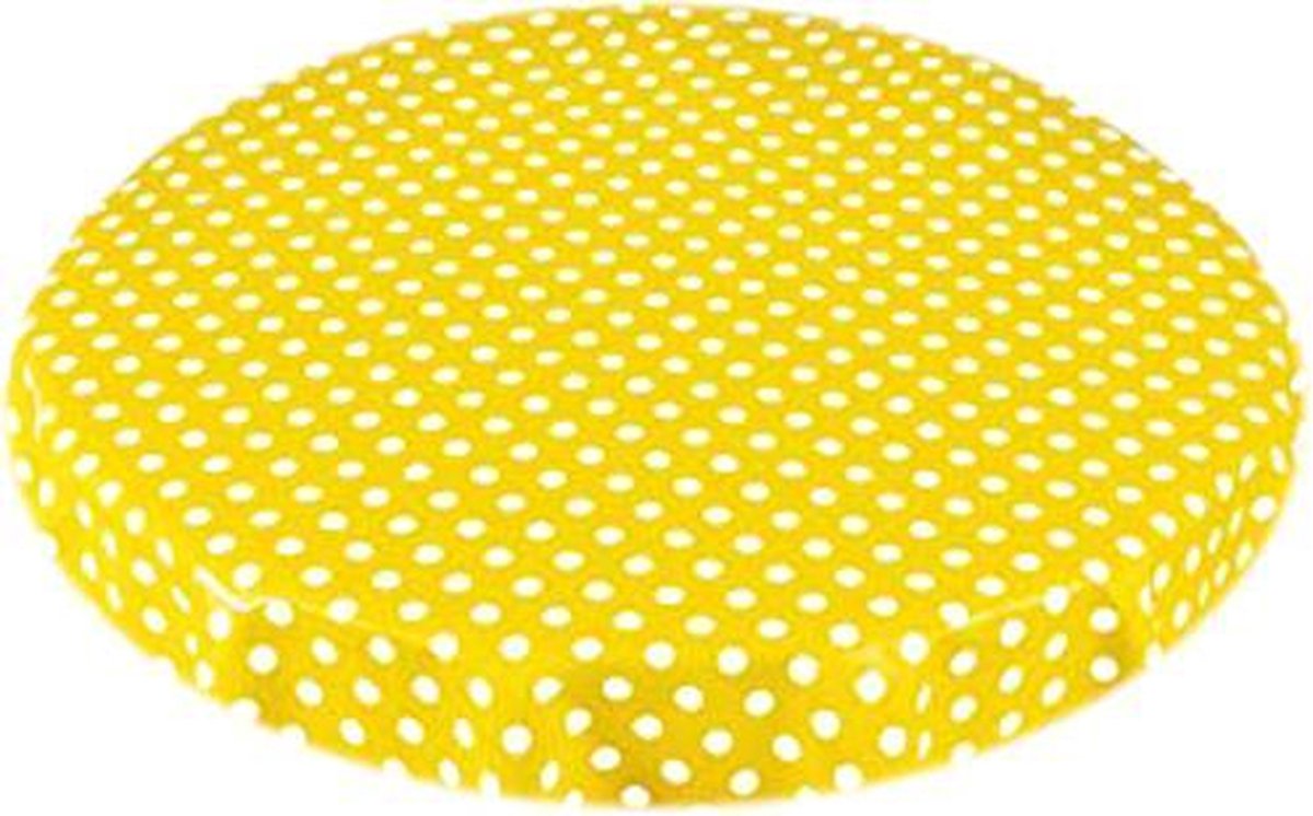 MixMamas Rond Tafelzeil - Ø 140 cm - Grote Stip - Geel/Wit