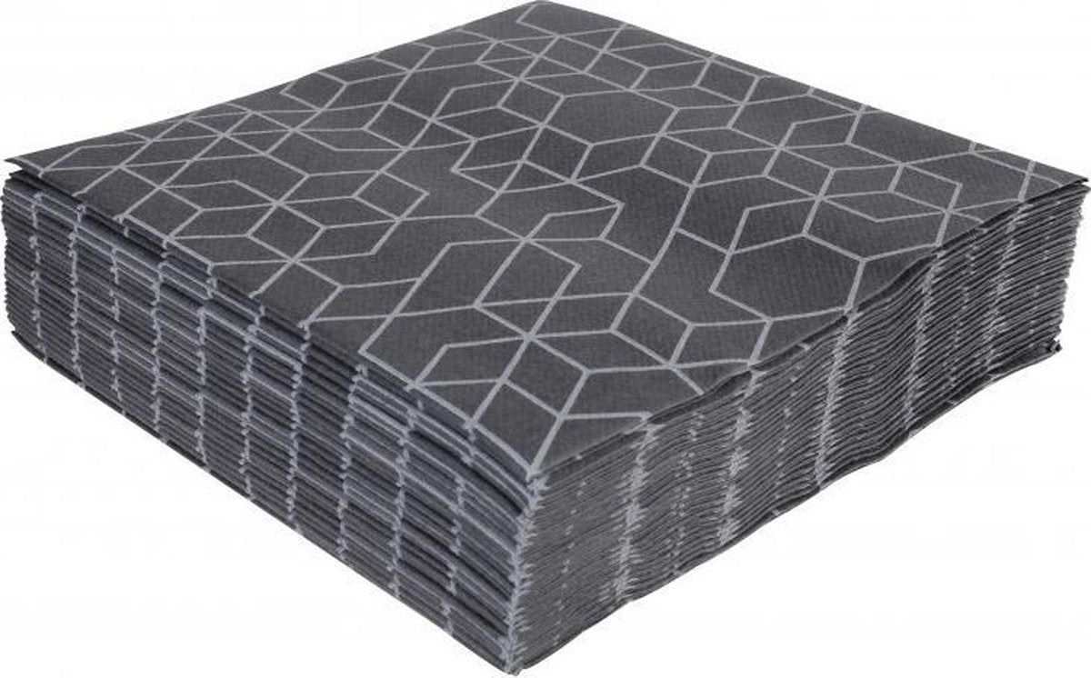GALA Servetten - Geo Stone Grey - 40x40cm - 25 Stuks - Dessin