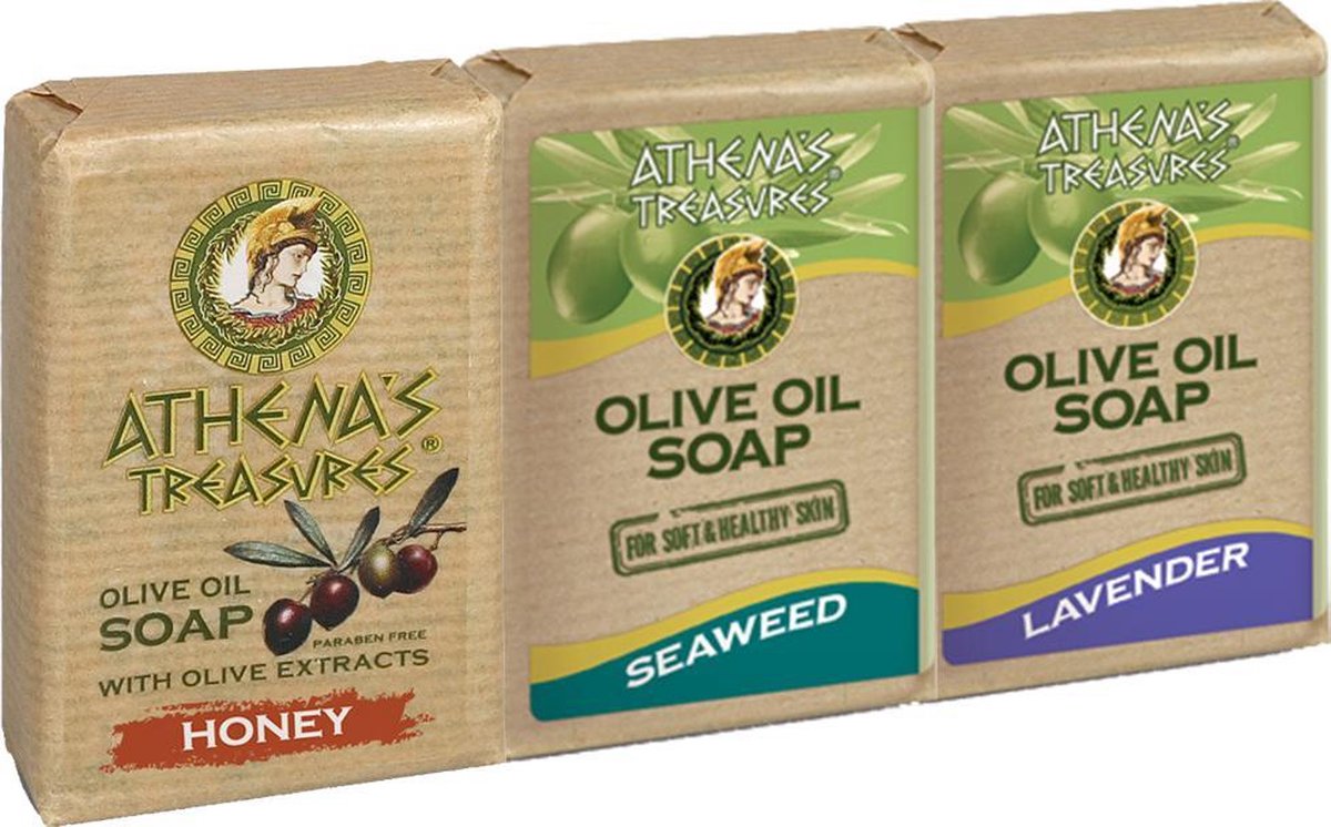 Athenas Treasures Natuurlijke Olijfoliezeep voordeel verpakking | zeep