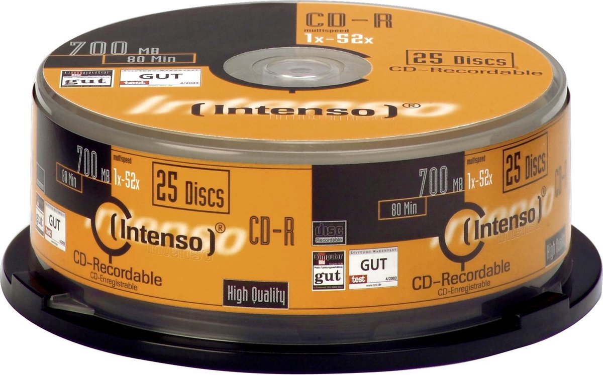 Intenso CD-R 700MB/80min 52x snelheid - 25stk Gebaksdoos