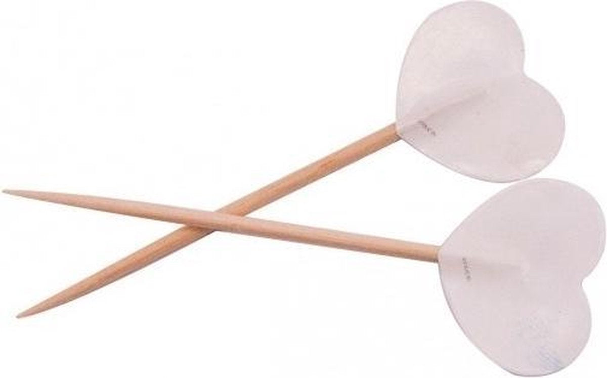 Witte hartjes cocktailprikkers 150 stuks