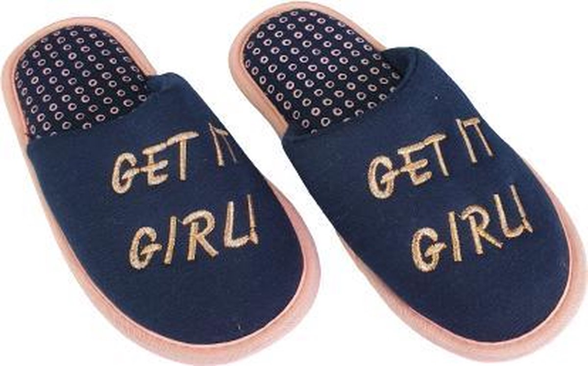 Pantoffels Slippers Get It Girl - Roze / Blauw - Maat 33 / 34