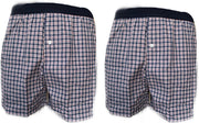 Embrator 2-stuks mannen Boxershort geruit grijs/donkerblauw/rood L