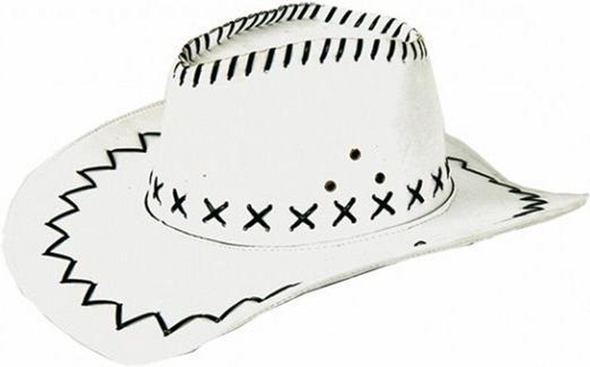Hoed - Wit - Cowboy - Leatherlook