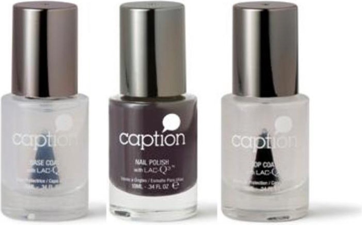 Caption Trioset / Basecoat+ Topcoat + Crazy & I Like it / donkerpaars met subtiele bruine shimmer