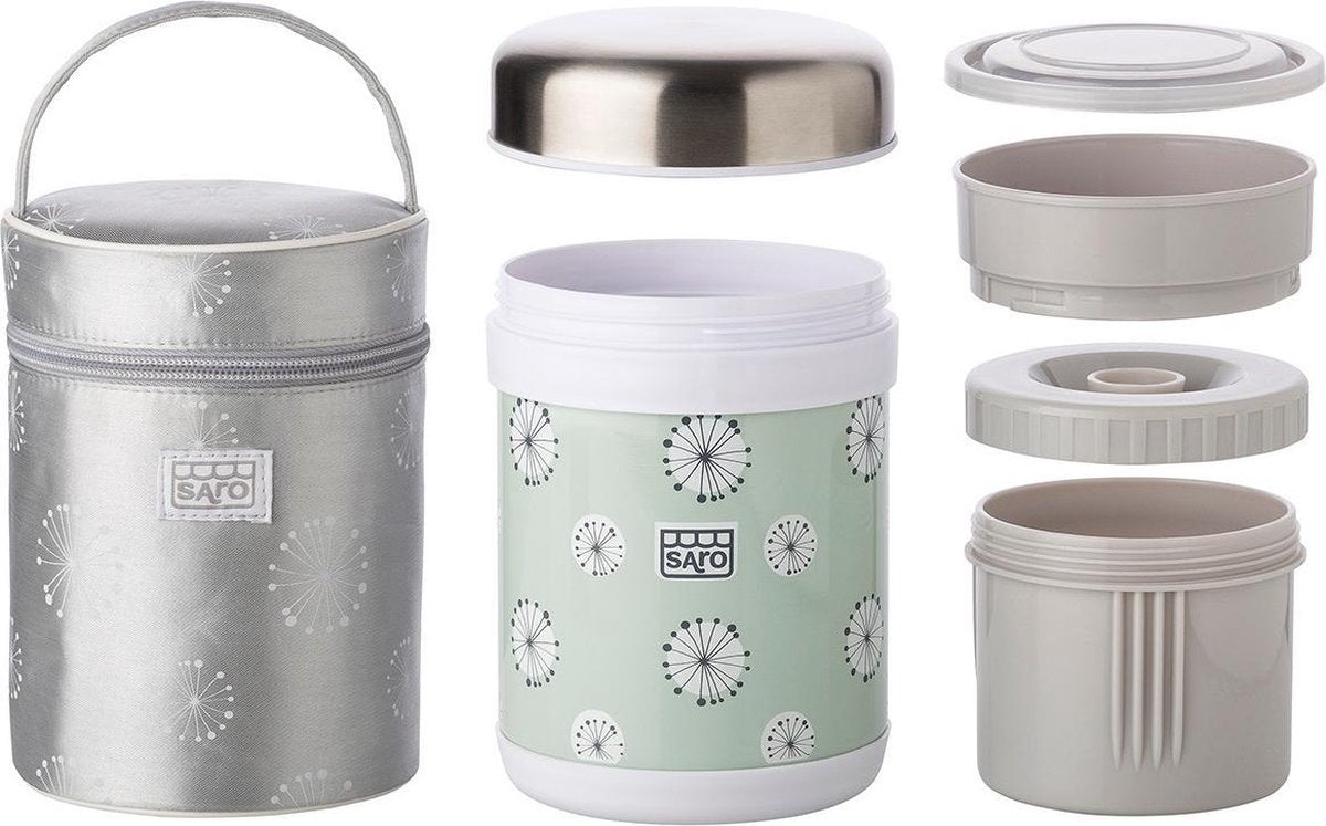 Saro Thermoskan Voor Babyvoeding Met Tas 900 Ml Groen