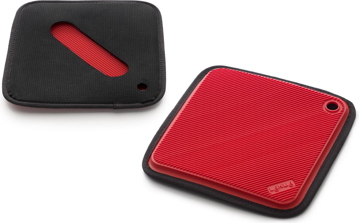 Lekue onderzetter en pannenlap siliconen en neopren - rood