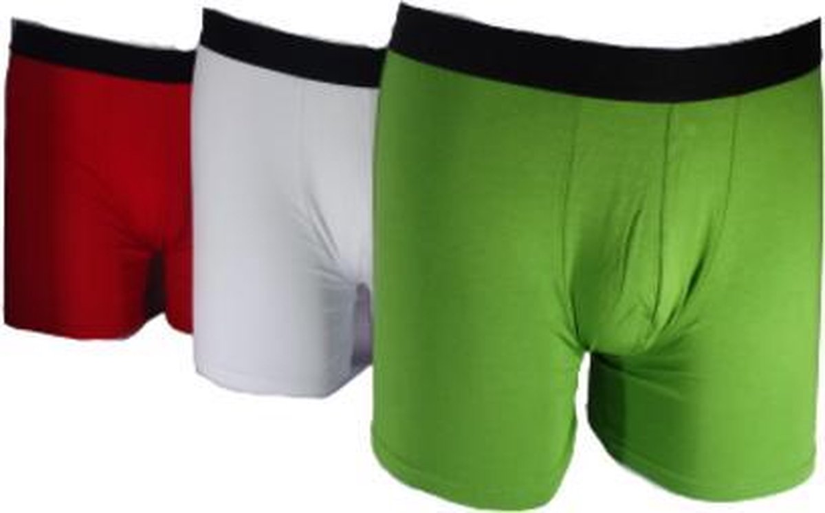 Hipperboo® - HipperBoxers - Heren Bamboe Ondergoed - Maat L - 3 paar - Onderbroek - Boxershort - Rood/Wit/Groen - L/XL