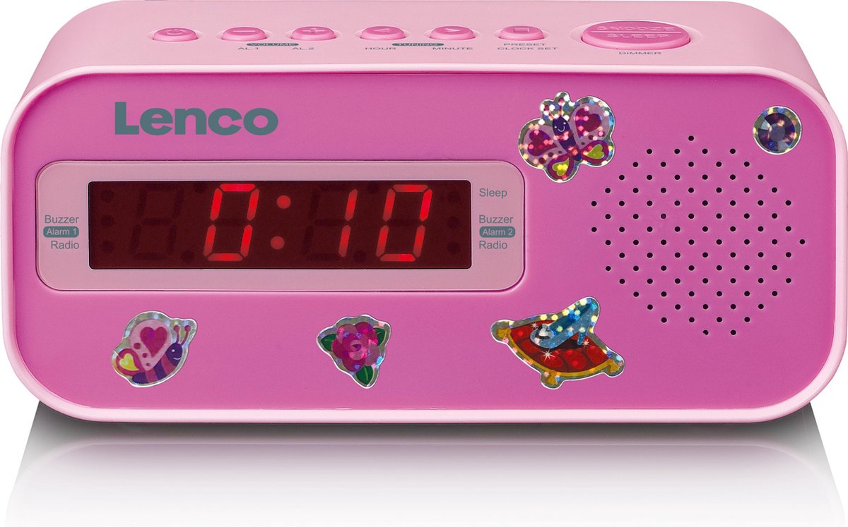 Lenco CR-205PK - Wekkerradio - Roze - Kids - Dual Alarm