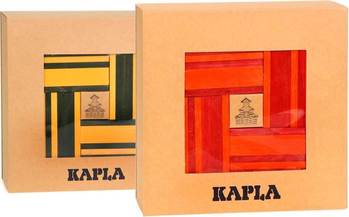 Kapla 40 Plankjes rood/oranje + 40 Plankjes geel/groen