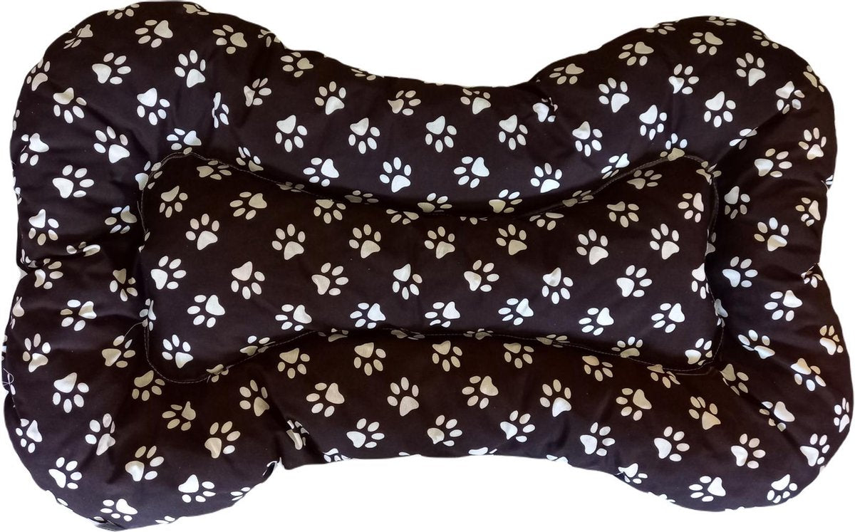 kussen voor kleine honden - Katten 70-100 cm ( Bruin met pootmotieven)