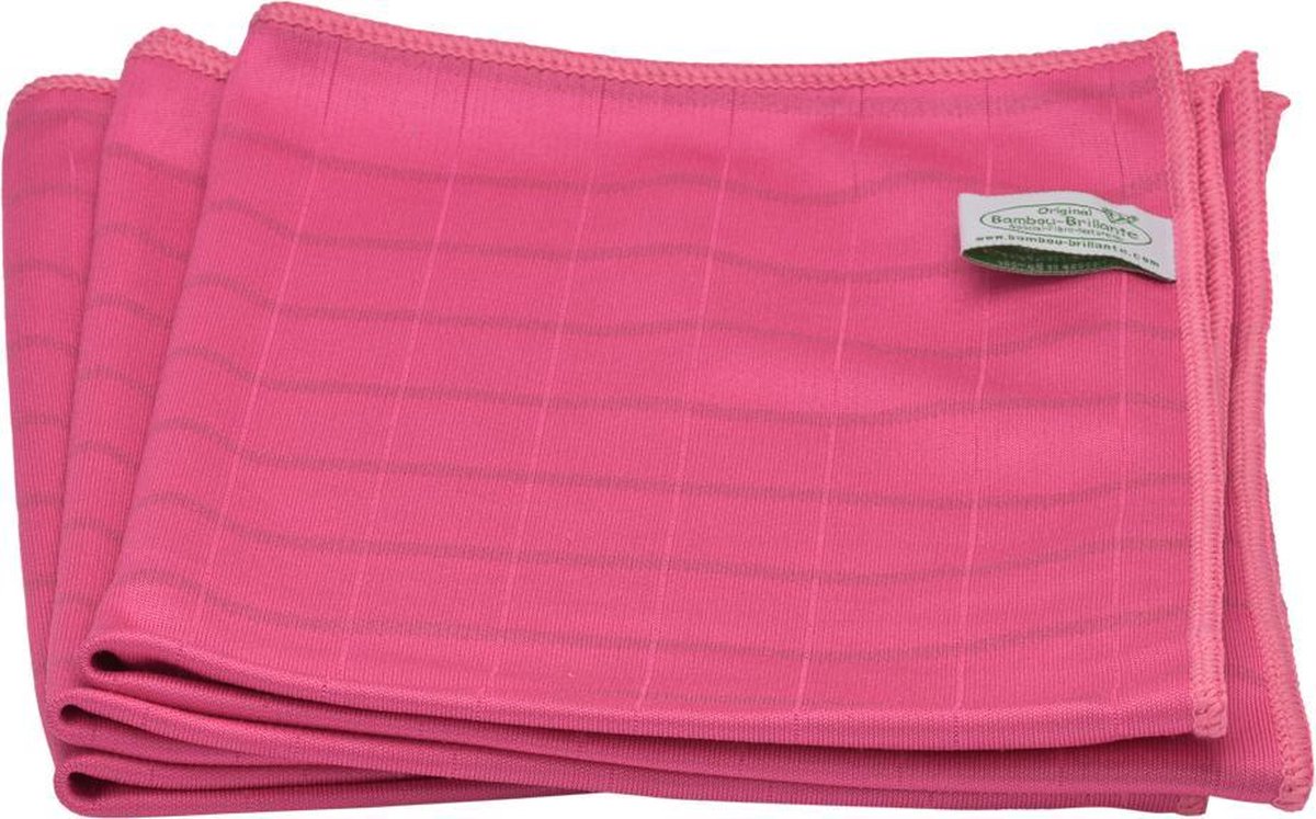Bamboe Droogdoek - 40 x 50cm - Glashelder - 3stuks - Roze