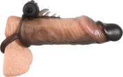 Rebel – Geaderde Penis Sleeve ‘Slim en Comfort’ met Testikel Ring en Vibratie Kogel Flexibel 19 cm - Zwart