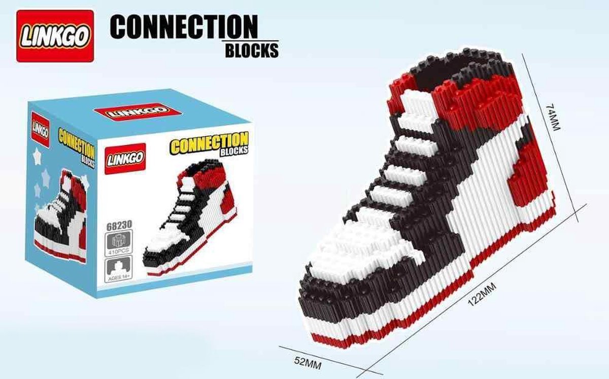Linkgo Connection Blocks - Sneaker (Rood/Wit/Zwart) | Speelgoed voor kinderen jongens meisjes | lego technic