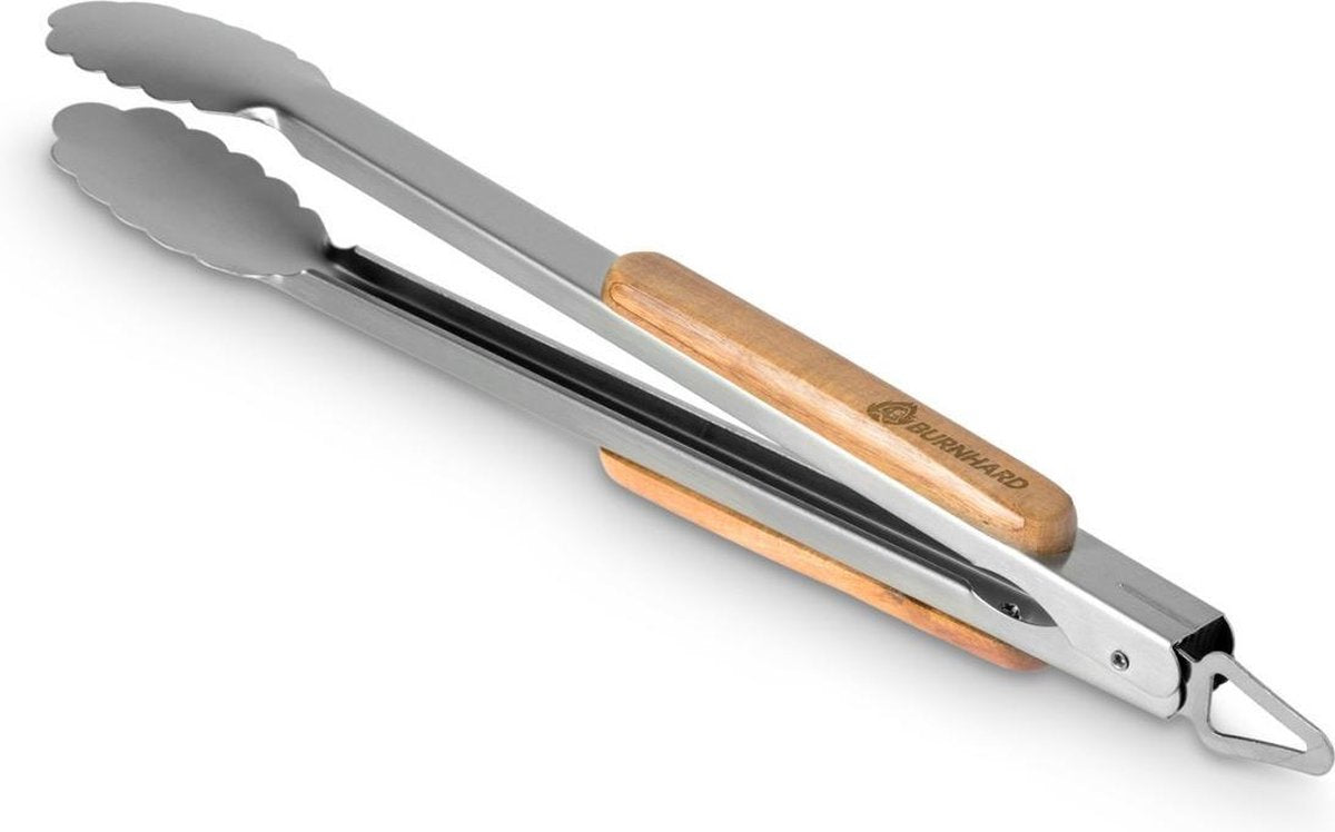 Burnhard Barbecuetang 45cm | Roestvrij staal | Handvat gemaakt van acaciahout | Met ophangoog