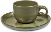 Serax Surface By Sergio Herman Espressokopje - Met Schotel - Ø13cm x H5cm - 4 Stuks - Camogreen
