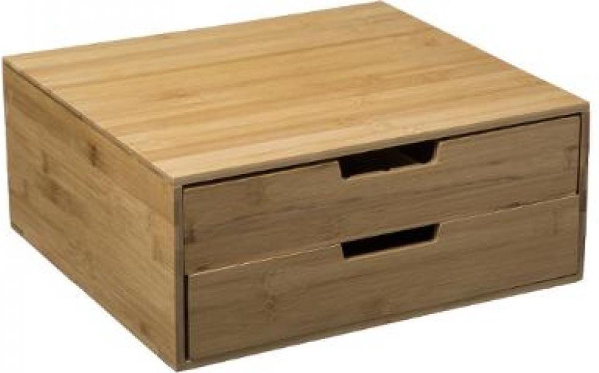 Capsulehouder Bamboe- 2 Lades - Theedoos - Opbergbox - Bureau Organizer - Koffie Capsule Houder - Koffiepads - Koffiezetapparaat stand met Lade- Koffiecups houder - Dolce Gusto - Vertuo - L’Or