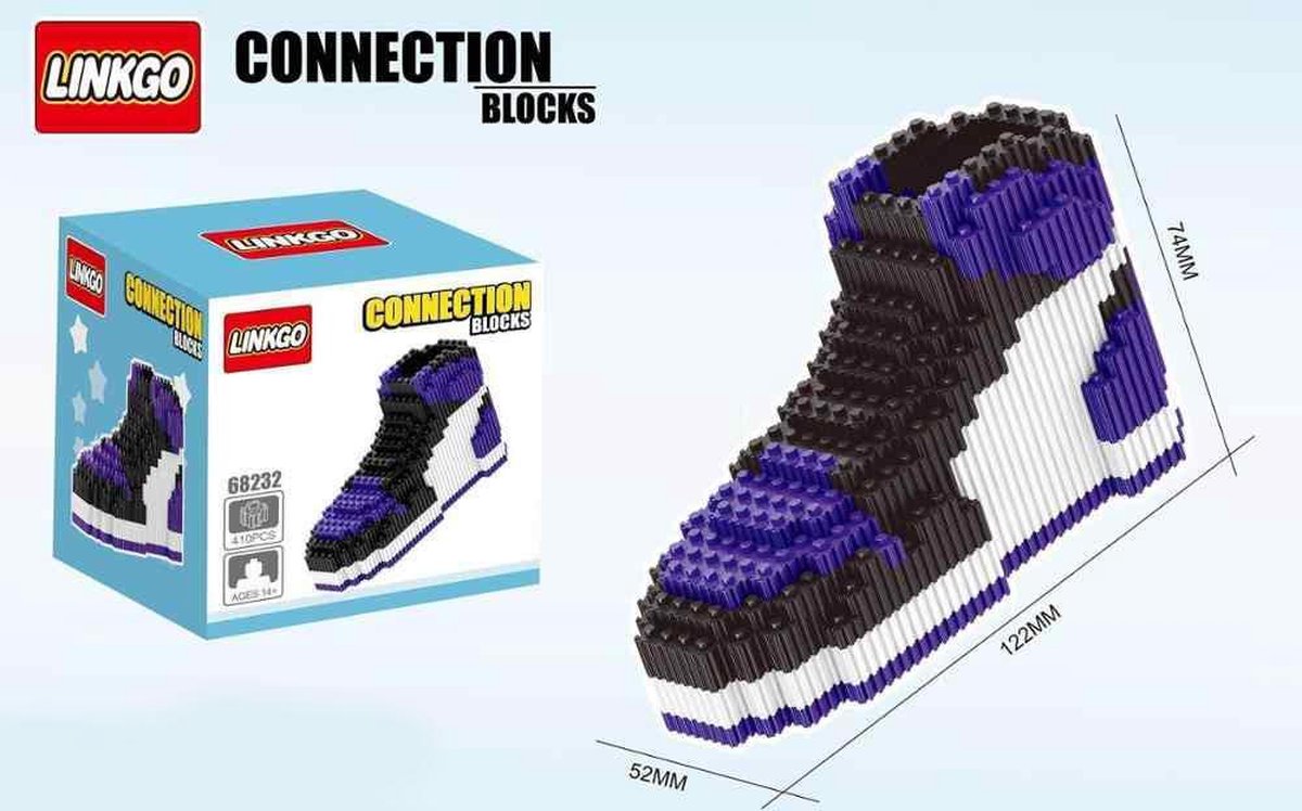 Linkgo Connection Blocks - Sneaker (Paars/Wit/Zwart) | Speelgoed voor kinderen jongens meisjes | lego technic