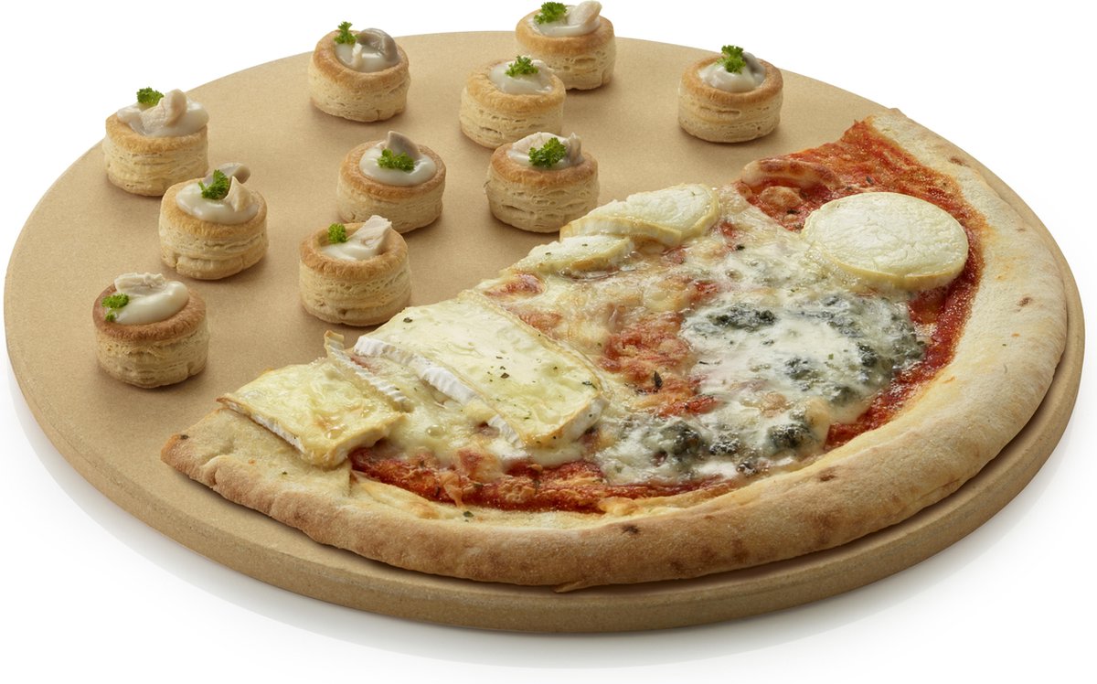Barbecook BBQ Pizzaplaat – Pizzasteen – Voor Barbecue – Rond – Ø 36 cm – Creme
